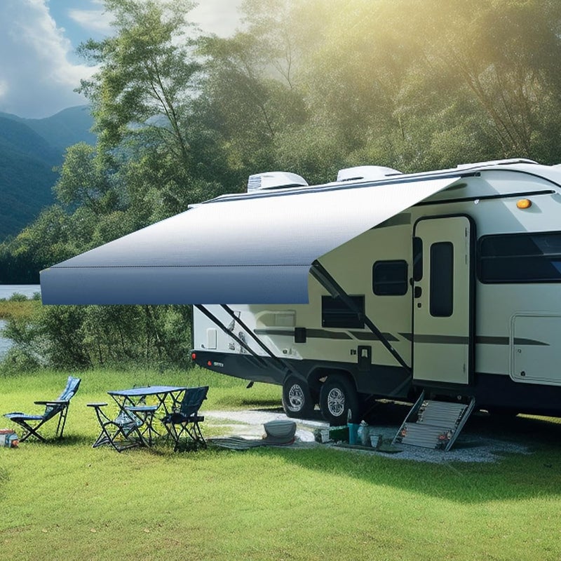 CYLAND RV Awning Fabric Replacement,Camper Trailer Motorized Awning Replacement for Motorhome,Heavy Duty Weatherproof 18.5oz Outdoor Vinyl RV Canopy 12'(Fabric 11'2") Blue Fade - Image 2